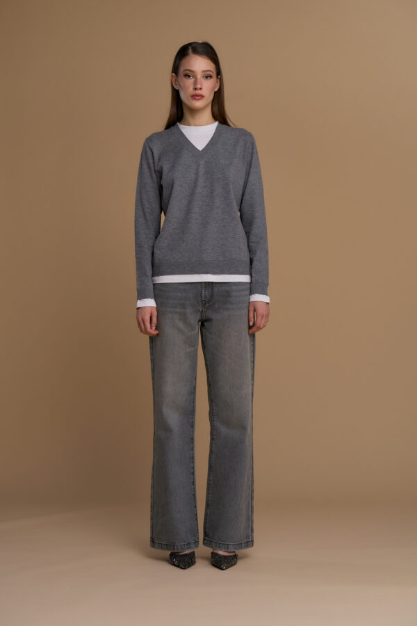 V-neck sweater with mock t-shirt