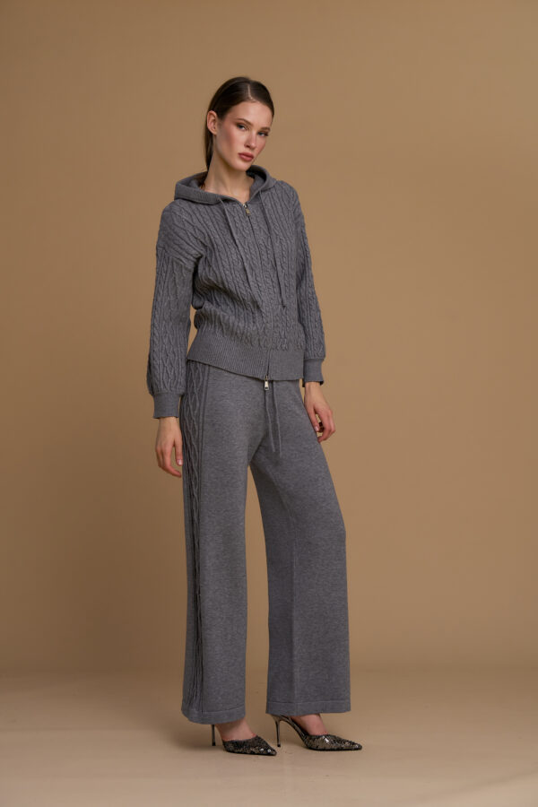 Textured knit trousers