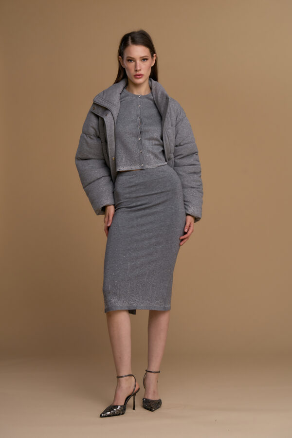 Padded cape with rhinestone waterfall