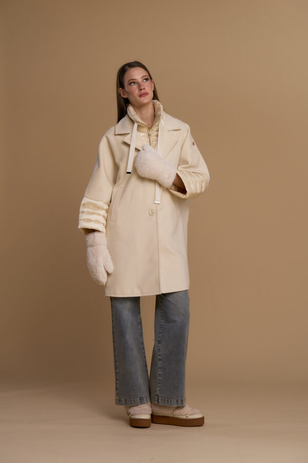 Egg-shaped velour down jacket