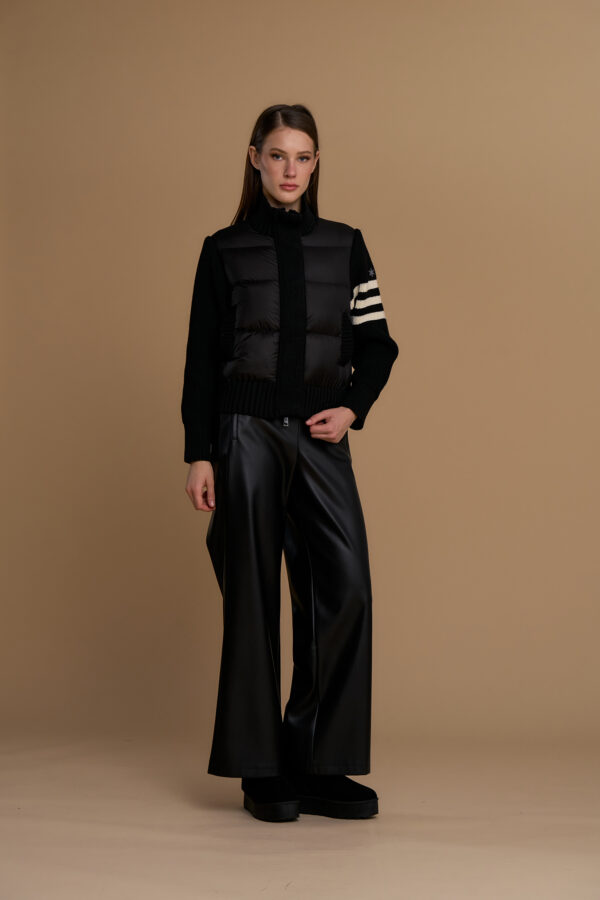 Down bomber jacket with knit inserts