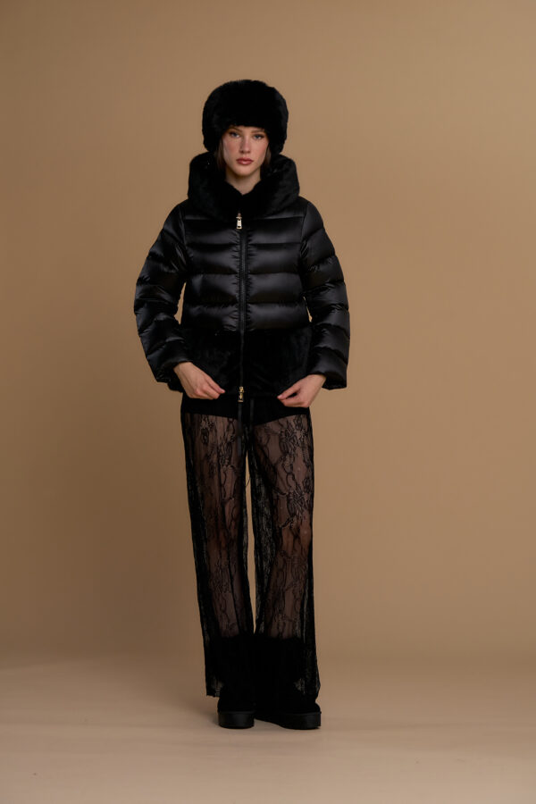 Faux fur cape down jacket